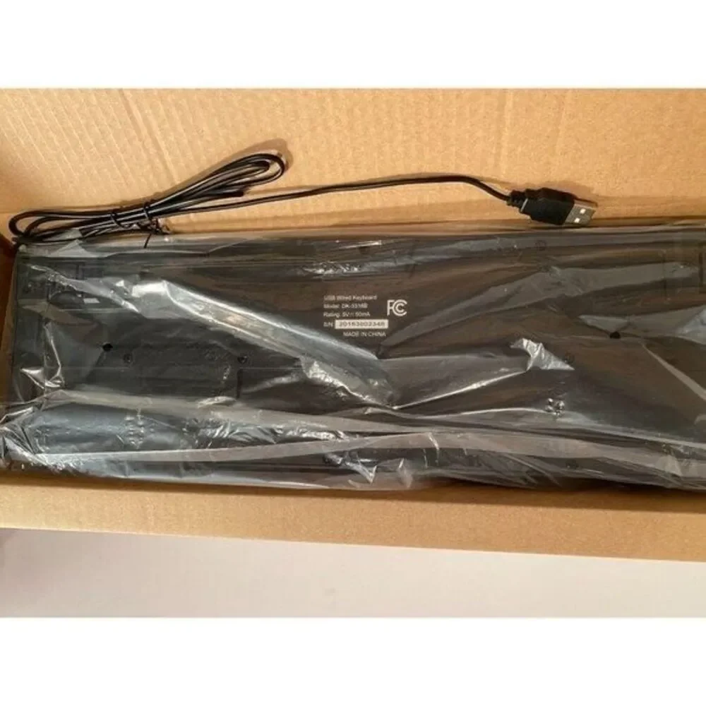 USB Wired Keyboard Unbranded Black Wrapped Traditional Basic Computer Supply NEW